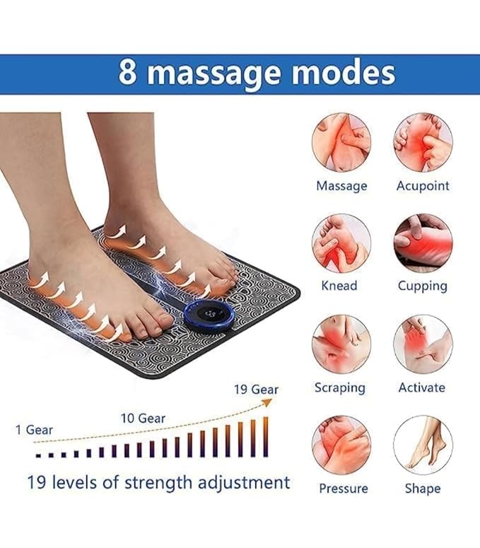 Rechargeable EMS Foot Massager Mat for Pain Relief