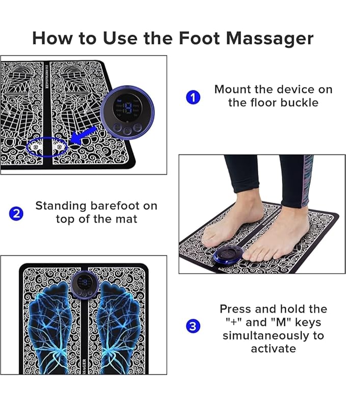 Rechargeable EMS Foot Massager Mat for Pain Relief