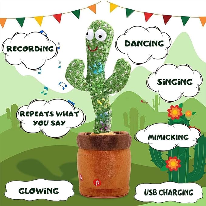 Premium Rechargeable Dancing Cactus with Charging Cable