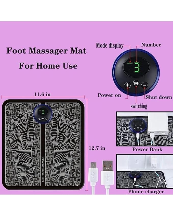 Rechargeable EMS Foot Massager Mat for Pain Relief